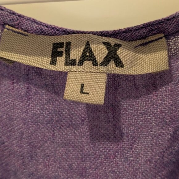 (L) Flax Linen Tunic Dress Purple - Picture 2 of 7